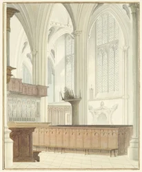 Interieur van de kathedraal van Bristol, nabij het orgel