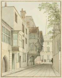 Kijkend omhoog Small Street naar de Beurs