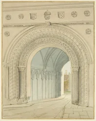 Noordaanzicht van de College Gateway boog