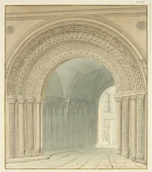 Zuidaanzicht van College Gateway, kathedraal van Bristol
