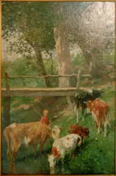 Herderjongen met koeien