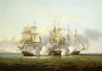 HMS Gore in actie met de Franse brikken 