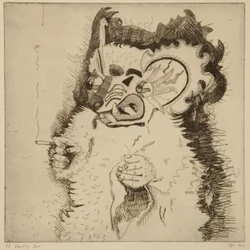 Dansende beer, proefdruk voor aquatint