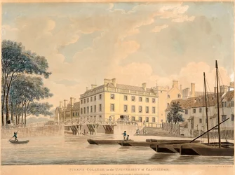 Queens College in de Universiteit van Cambridge, uitgegeven 1800