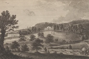 Een uitzicht op de lodge in het zuidelijke park, nabij Penshurst in het graafschap Kent, uit The H..., 1777-90