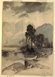 Tekening, Watervallen van Yosemite, 1872