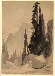 Tekening, Half Dome, Yosemite, 1872