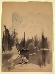 Tekening, Mirror Lake, Yosemite, 1872