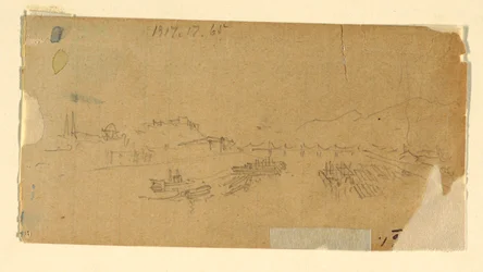 Tekening, De Tetons, gezien vanaf de vlakte, 28 augustus 1879