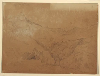 Tekening, Yellowstone, boven de torenwaterval, 1871