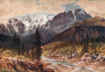 Ottertail Range, Rockies, British Columbia (kleurenlitho)