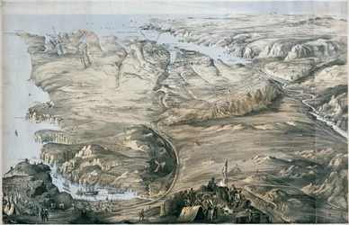 Panoramisch uitzicht op de verschansing van de geallieerde legers van Engeland en Frankrijk voor Sebastopol