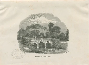 Chartley Castle [Hall]: houtsnede gravure