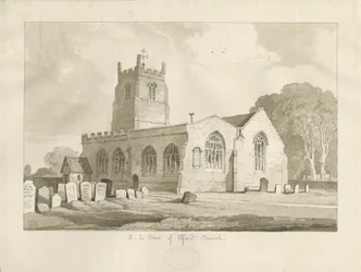 Elford Church: sepia tekening