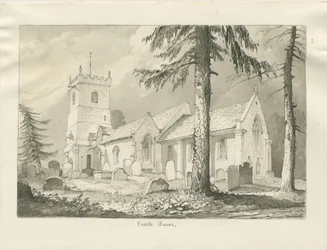 Enville Kerk: sepia tekening, 1837