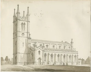 Lane End - Nieuwe Kerk: sepia tekening