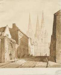 Lichfield Cathedral: rood-sepia tekening