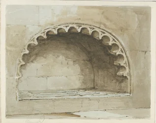 Penkridge Church - Monument in de zuidmuur: aquarel, nd [1817-1845]