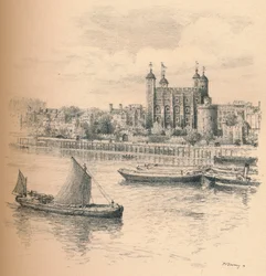 De Tower of London vanaf Tower Bridge, 1902