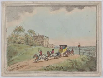 Een koets en vier uit, Rustieke schetsen, 1787