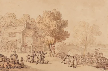 Aan boord van een veerboot, c.1810