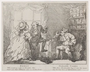 Bozzy en Madame Piozzi Frontispice, Bozzy en Piozzi door Peter Pindar, 1780-86