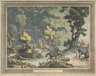 Vossenjacht [set van vier]:  2.  Hert in het nauw. / Taferel bij Taplow, Berks
