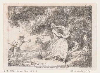 Jozef haast zich om Fanny te redden van dreigend gevaar, uit De avonturen van Joseph Andrew, 1792