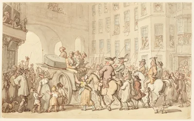 Londens tafereel: Misdadigers op weg naar Tyburn