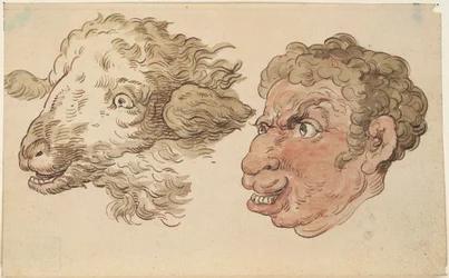 Het hoofd van een man en het hoofd van een schaap