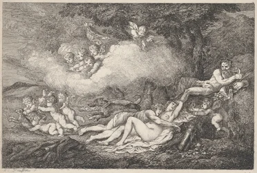 Mars en slapende Venus met putti