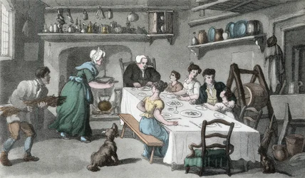 Het eerste bezoek van Mr. Burchell, illustratie uit 