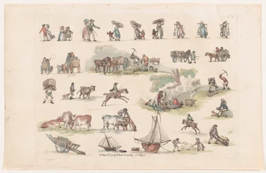 Plaat 2, Contouren van figuren, landschappen en vee... voor het gebruik van leerlingen, Ma...