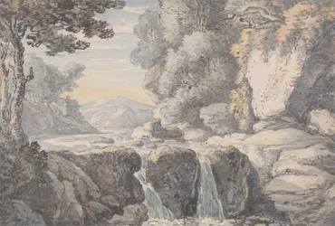 Rivierlandschap met een waterval