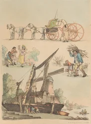 Set van zestien: Contouren van figuren en landschappen