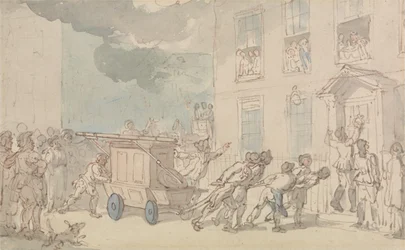 De aankomst van de brandweerwagen