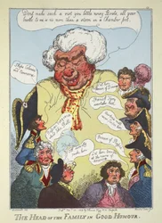 Het hoofd van de familie in goede stemming, uitgegeven door Thomas Tegg, 15 januari 1809 (handgekleurde gravure)