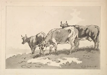 Drie koeien op de rand van een veld, 1784-87