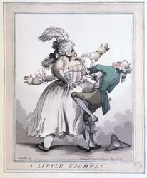 Strakker - Prenten door Rowlandson, in "Het korset in kunst en moraal van de 13e tot de 20e eeuw" door F. Libron en H. Clouzot