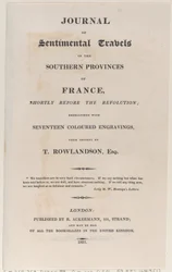Titelpagina, uit Journal of Sentimental Travels in the Southern Provinces of France