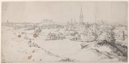 Uitzicht op Norwich vanaf St. James Hill, 1799.
