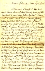 Brief ondertekend T.S. Hawley, Cape Girardeau, Missouri, aan ouders, 8 september 1861