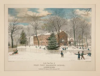 West-Town kostschool (zuidoost uitzicht), Chester Co., Pa.