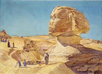 De Grote Sfinx bij de piramides van Gizeh, 1854