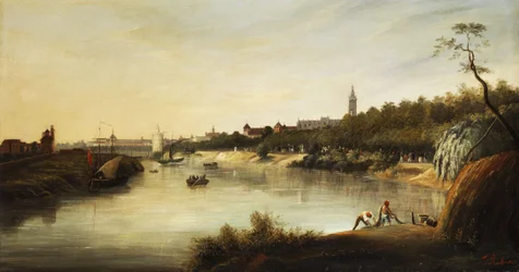 Uitzicht op een Engelse (?) stad