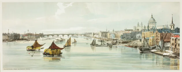 Blackfriars, vanaf Southwark Bridge, plaat zes uit Original Views of London as It Is