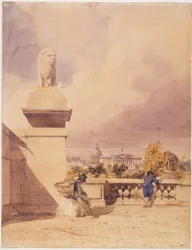De Pont de la Concorde en de Kamer van Afgevaardigden, gezien vanaf het terras van de Tuilerieën