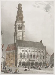 Pittoreske architectuur in Parijs, Gent, Antwerpen, Rouen: Het stadhuis, Arras, Frankrijk
