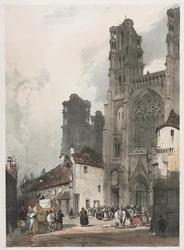 Pittoreske architectuur in Parijs, Gent, Antwerpen, Rouen: Laon, Frankrijk, 1839