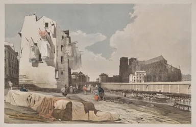 Pittoreske architectuur in Parijs, Gent, Antwerpen, Rouen: Nôtre Dame, Parijs, vanaf de Quai St. Bernard